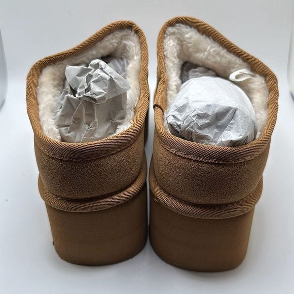 CUSHIONAIRE Women's Genuine Suede Cozy Mule Platform +Memory Foam 8 CHESTNUT - Picture 4 of 7